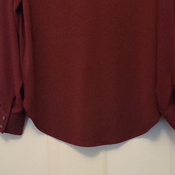 Ann Taylor Red Blouse with Cuffed Long Sleeves Size S Lightweight - Picture 8 of 12